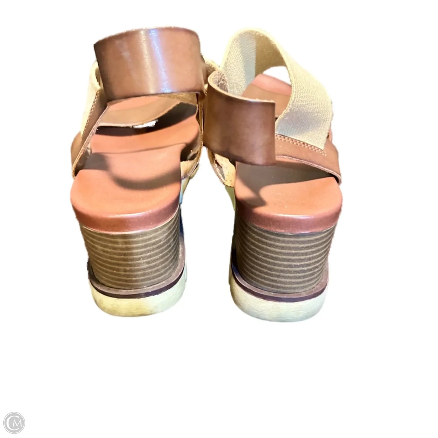 Sandals Heels Wedge By Mia In Brown, Size: 7.5