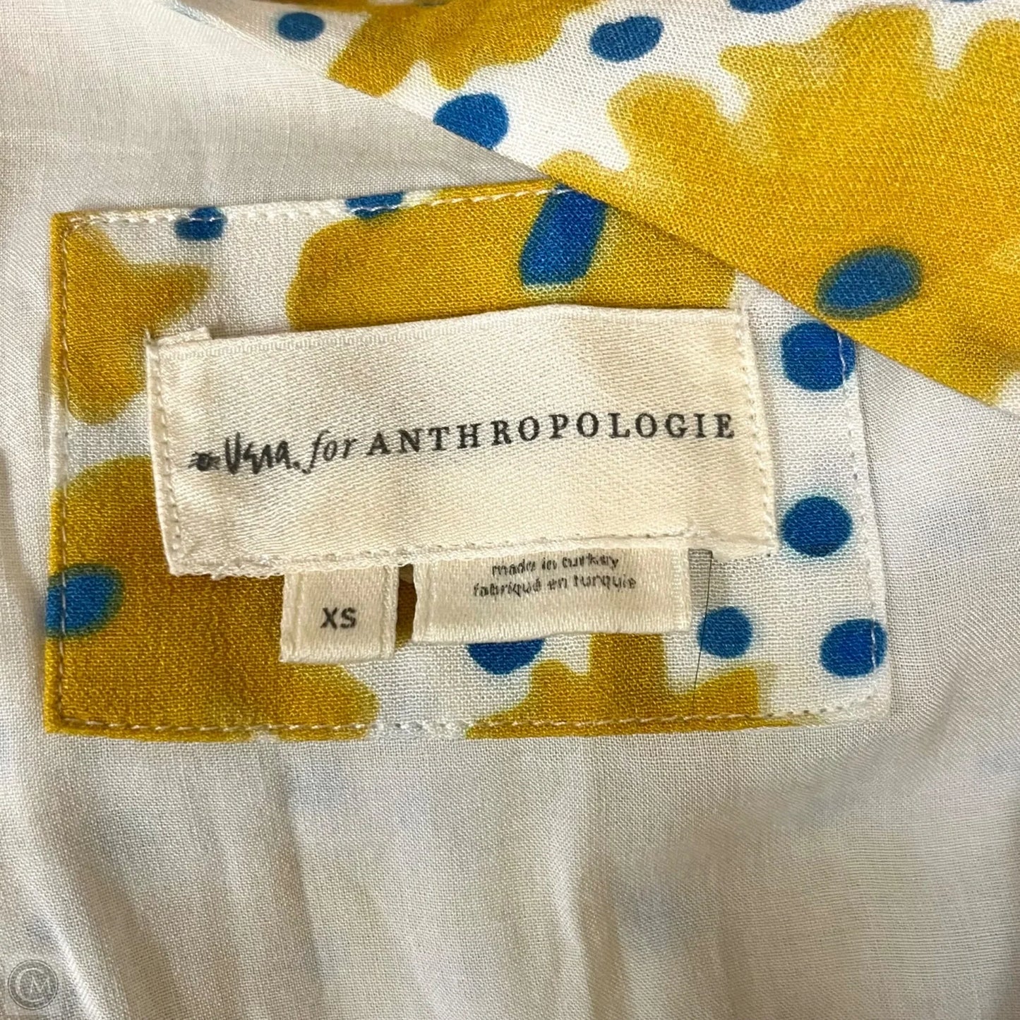 Dress Casual Short By Anthropologie In Blue & Yellow, Size: Xs