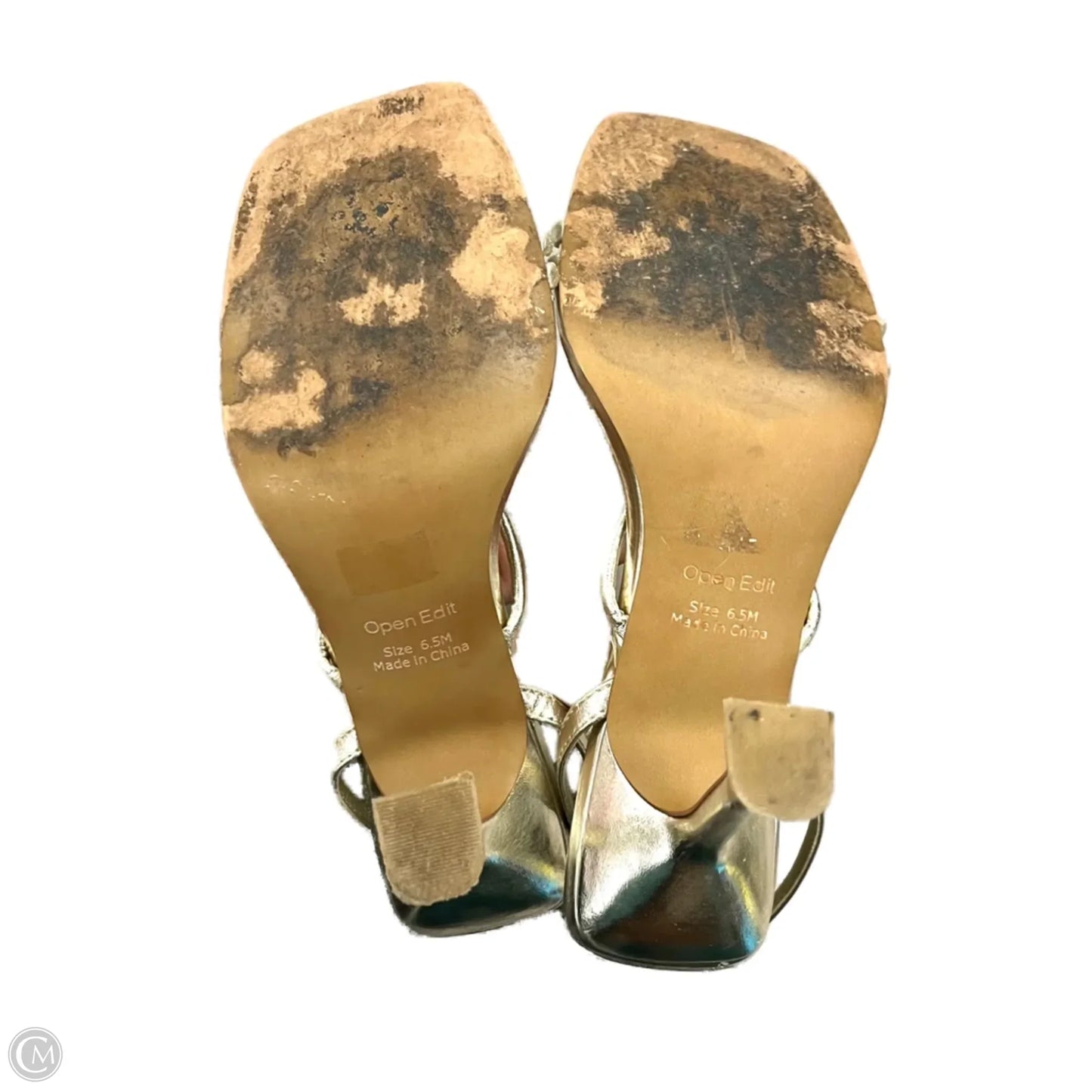 Sandals Heels Stiletto By Open Edit In Gold, Size: 6.5