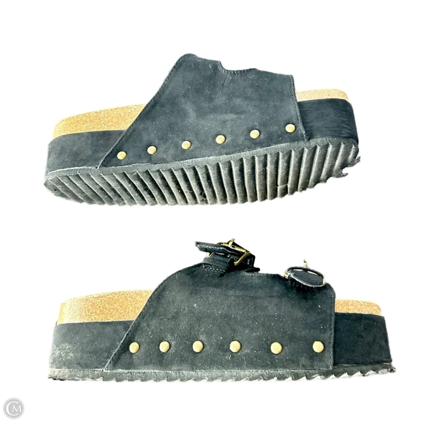 Sandals Heels Wedge By Just Fab In Black, Size: 10