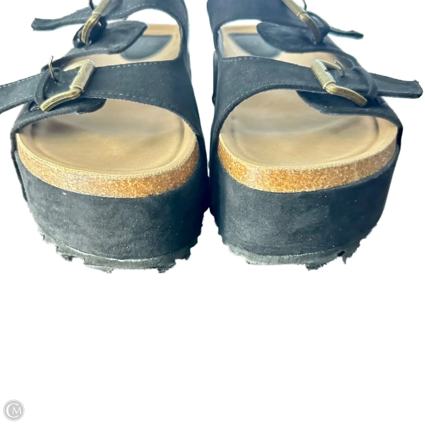 Sandals Heels Wedge By Just Fab In Black, Size: 10