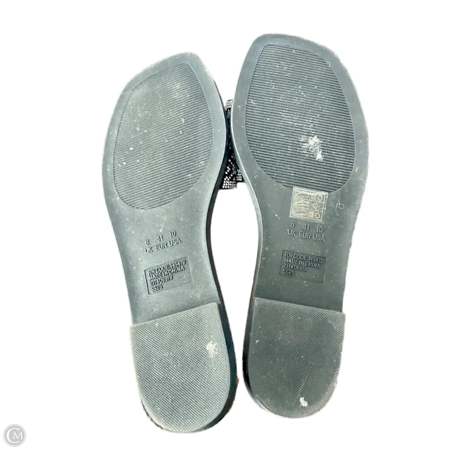 Sandals Flats By Primark In Black & Silver, Size: 10