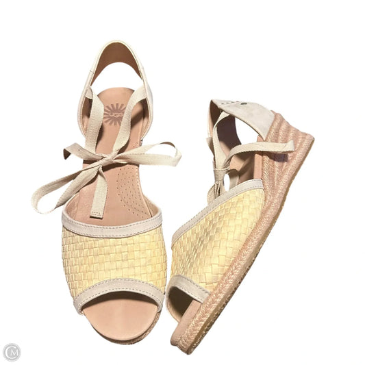 Sandals Designer By Ugg In Grey & Yellow, Size: 10