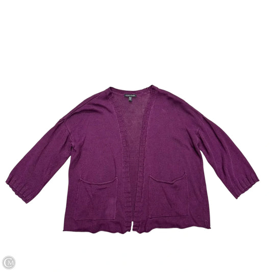 Sweater Cardigan By Eileen Fisher In Purple, Size: Sp