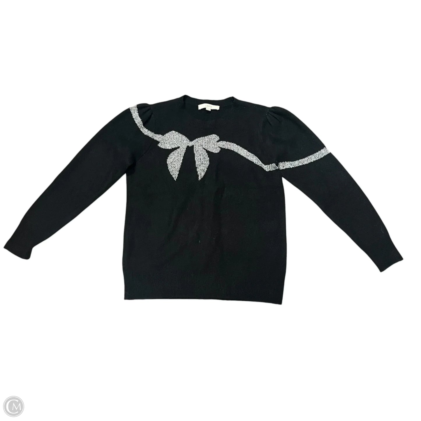 Sweater By Loft In Black & Silver, Size: M