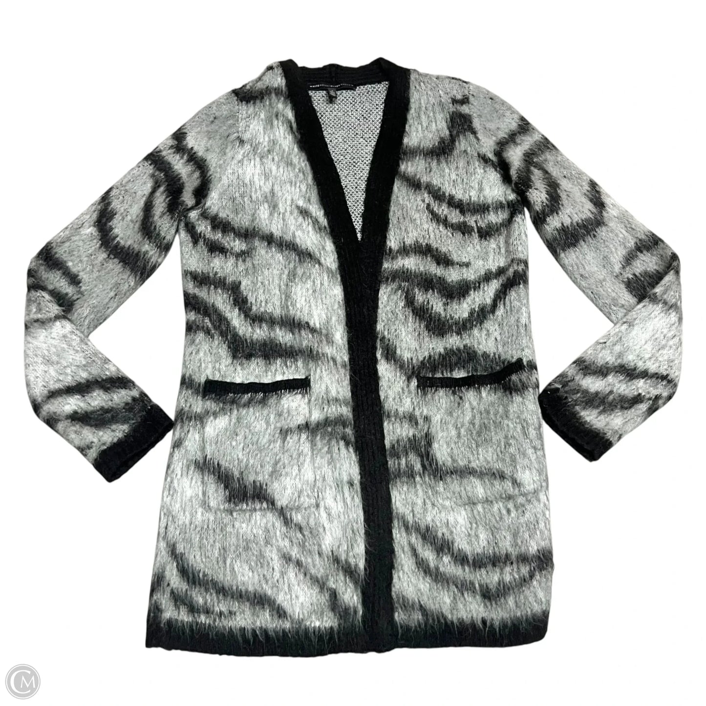 Sweater Cardigan By White House Black Market In Black & Grey, Size: S