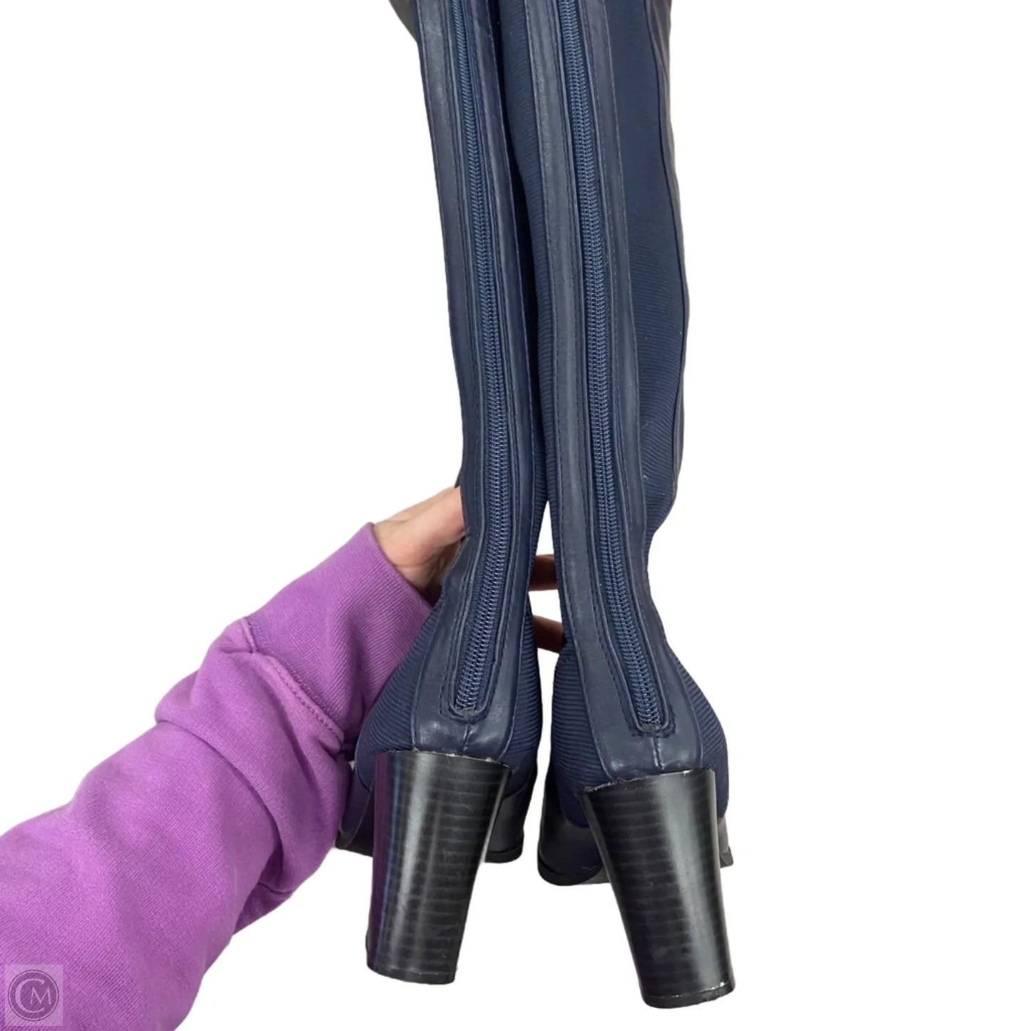 Boots Knee Heels By Ann Marino In Blue, Size: 8.5