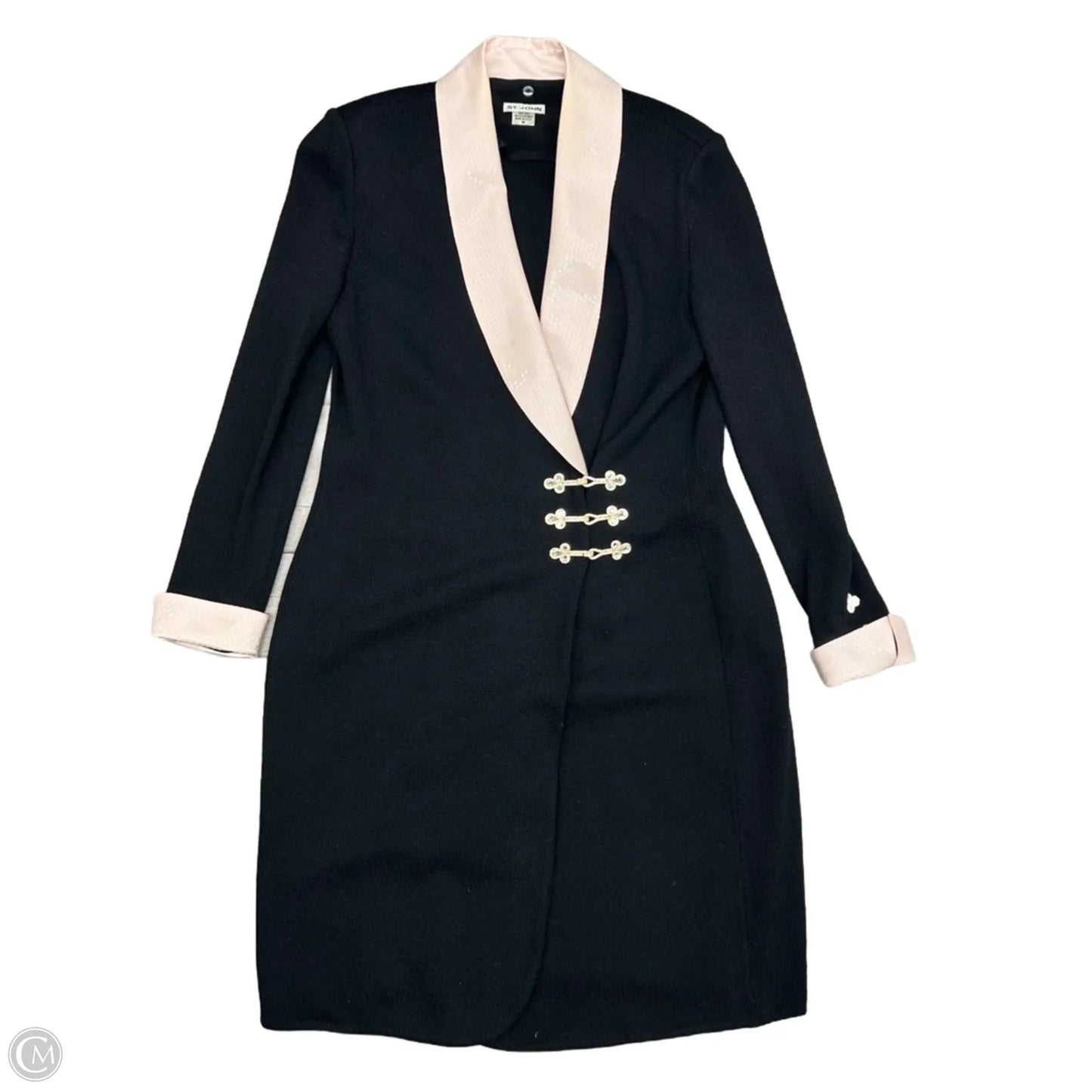 Sweater Cardigan Luxury Designer By St John Collection In Black & Pink, Size: M