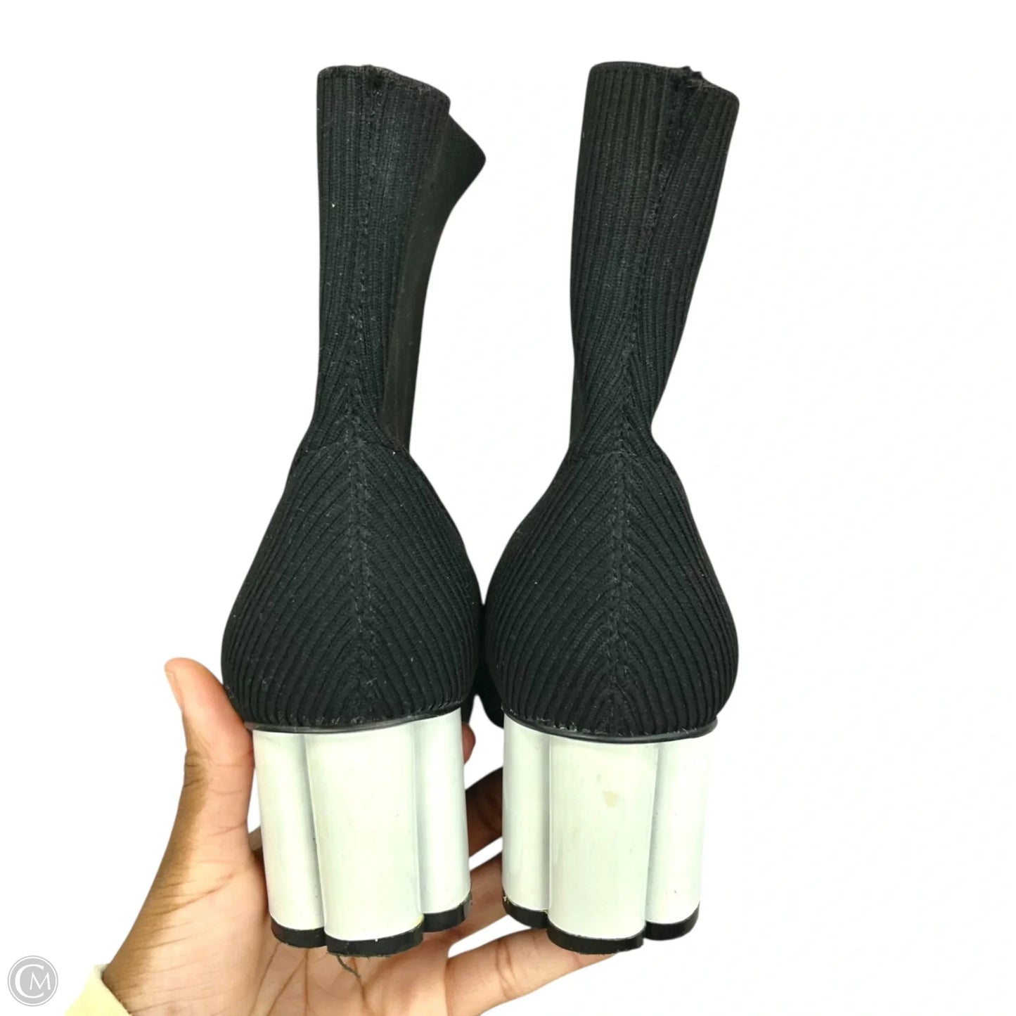 Boots Ankle Heels By Urban Outfitters In Black & White, Size: 7