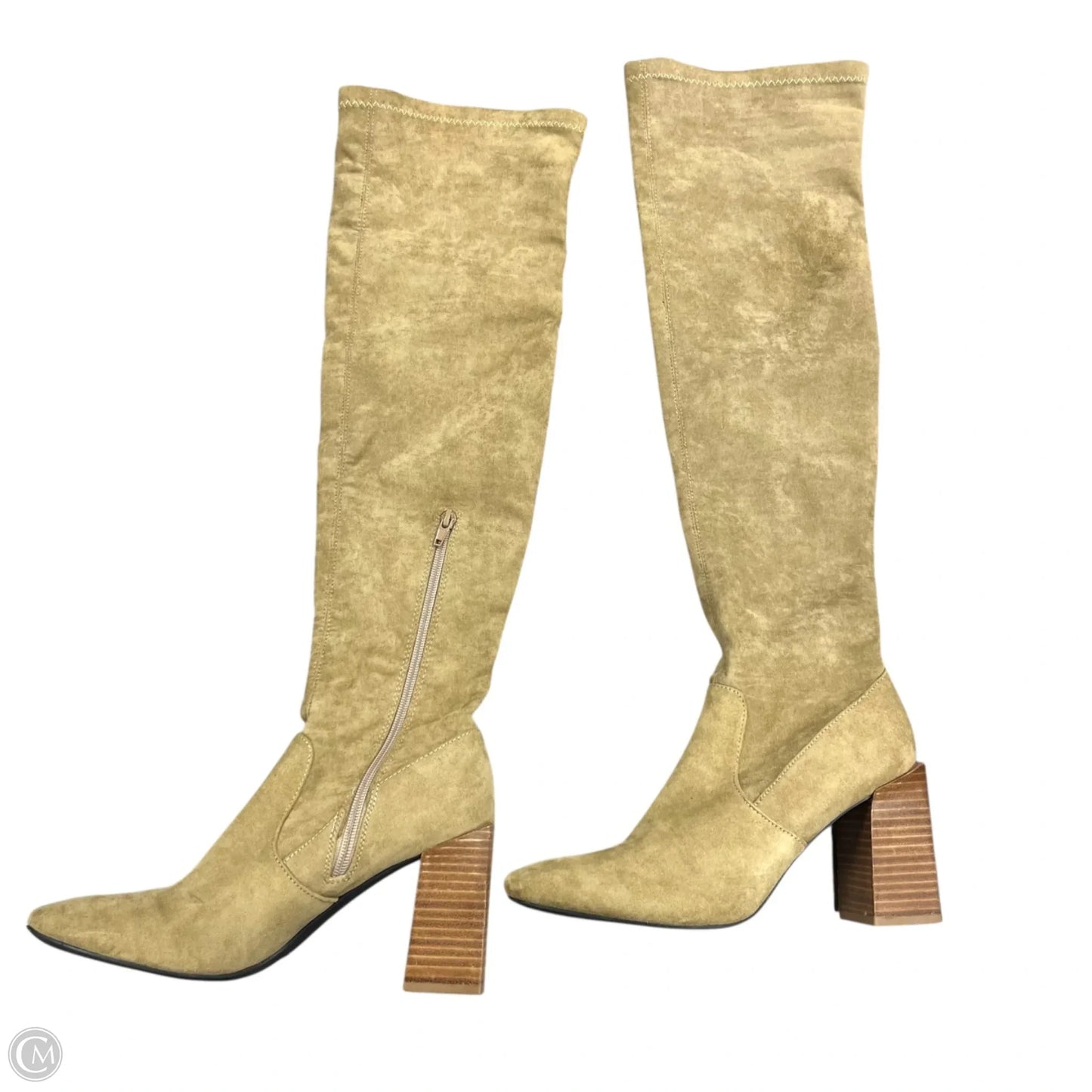 Boots Knee Heels By Miim In Tan, Size: 8