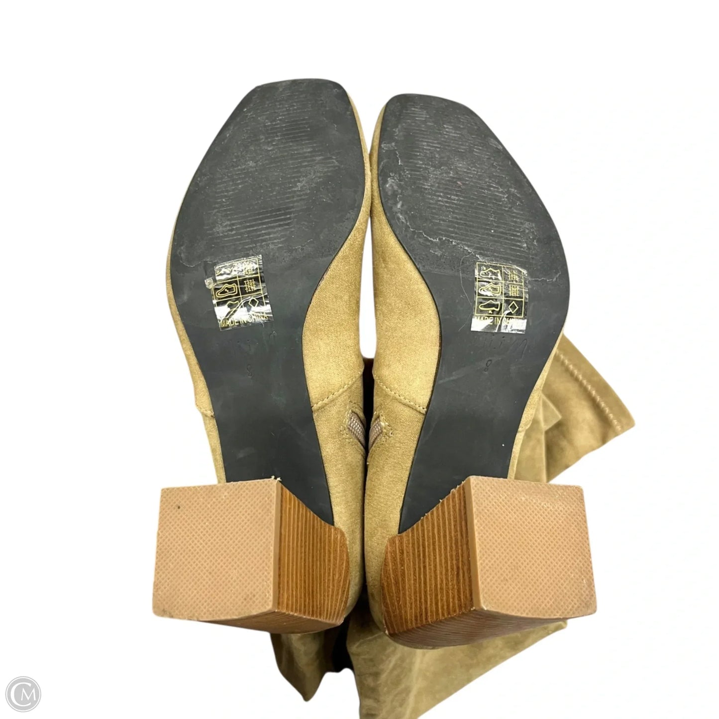 Boots Knee Heels By Miim In Tan, Size: 8