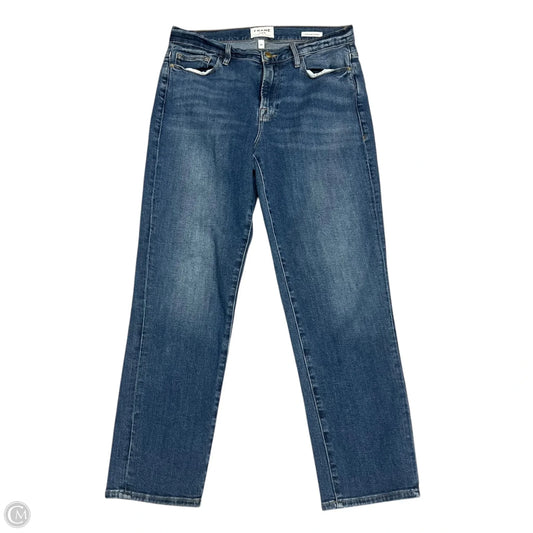 Jeans Straight By Frame In Blue Denim, Size: 8