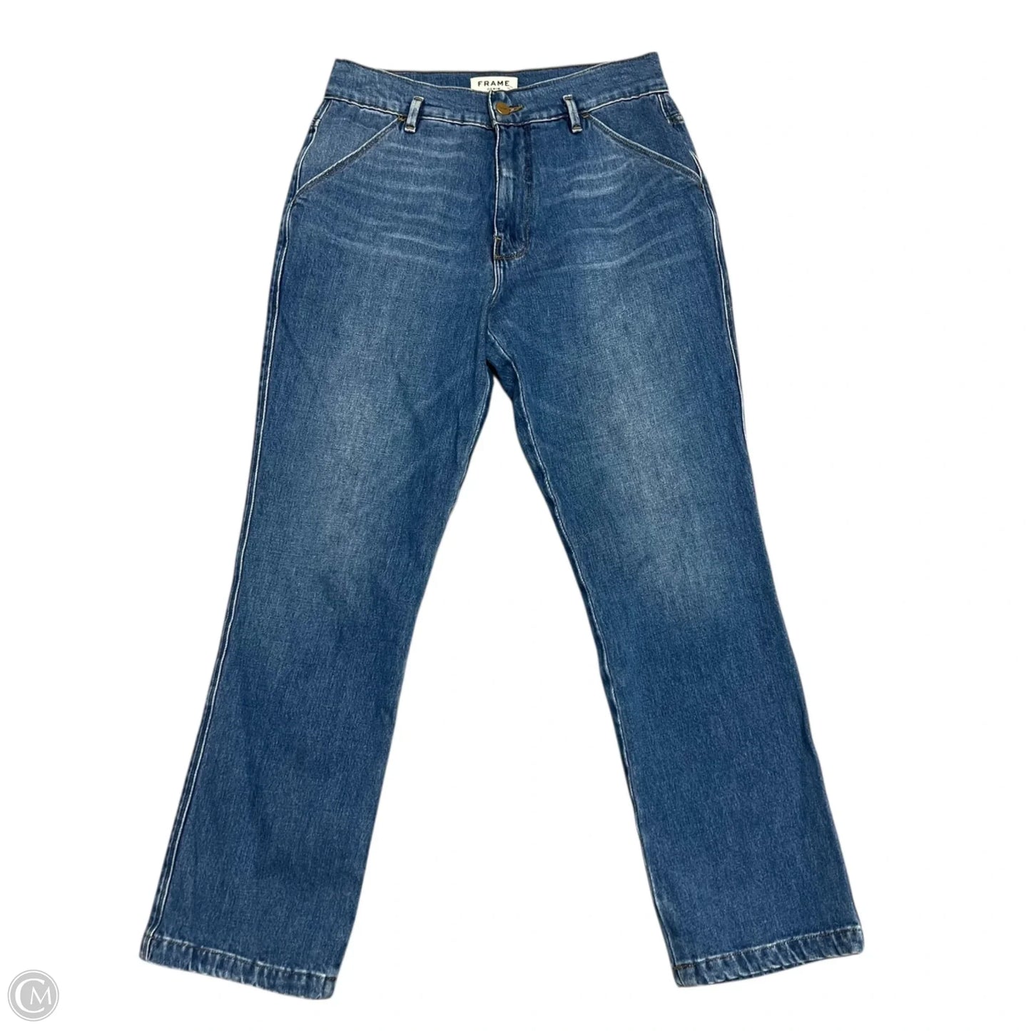 Jeans Straight By Frame In Blue Denim, Size: 6