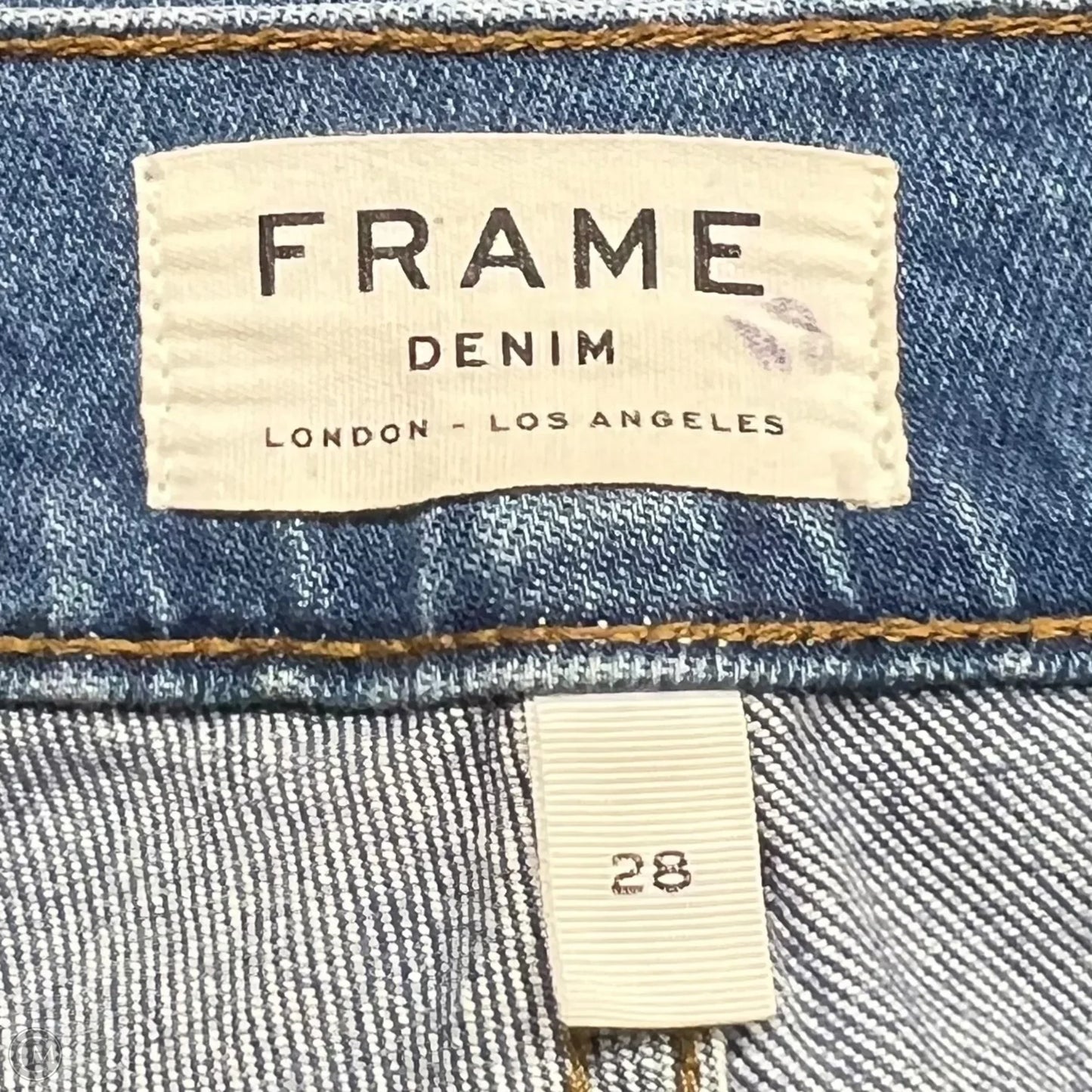 Jeans Straight By Frame In Blue Denim, Size: 6