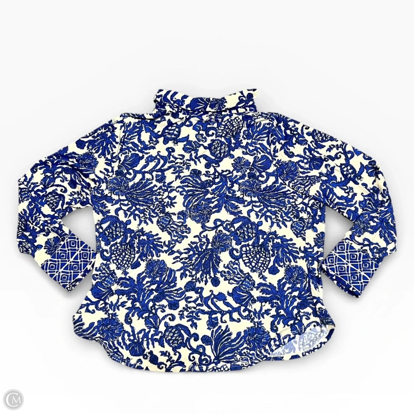 Top Long Sleeve Designer By Lilly Pulitzer In Blue & Cream, Size: Xxl