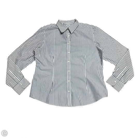 Top Long Sleeve By Brooks Brothers In Blue & White, Size: L