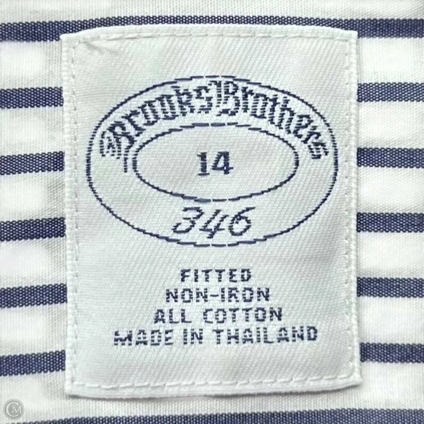 Top Long Sleeve By Brooks Brothers In Blue & White, Size: L