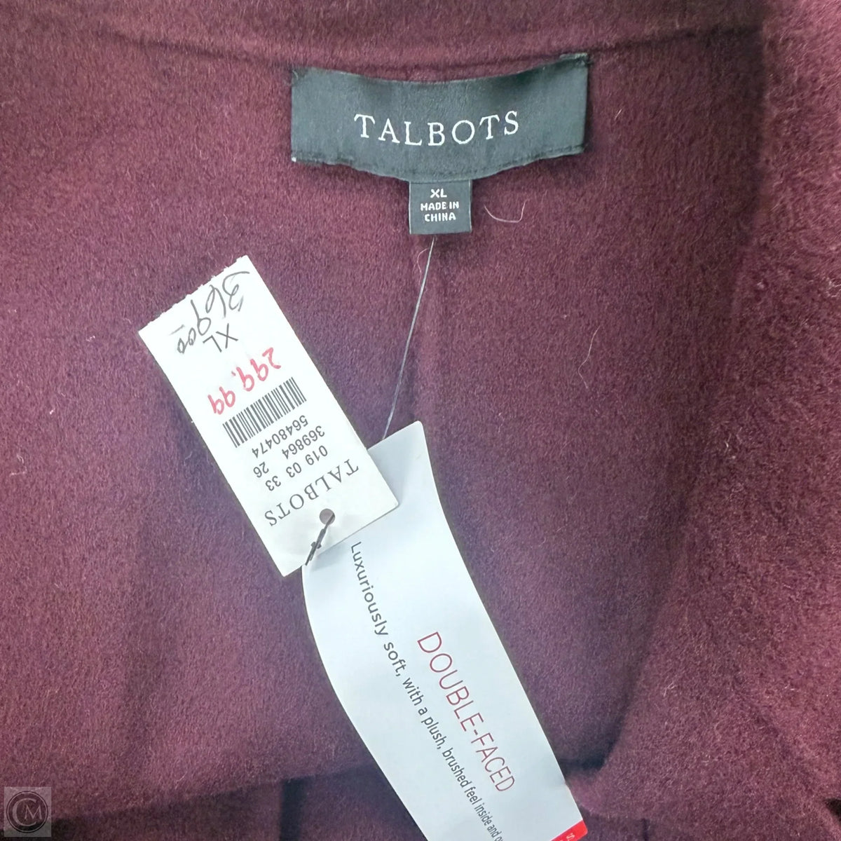 Coat Other By Talbots In Maroon, Size: Xl