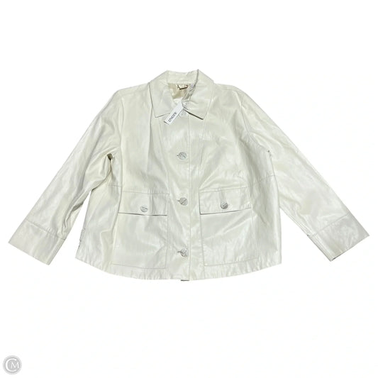 Jacket Leather By Chicos In Cream, Size: Xxl