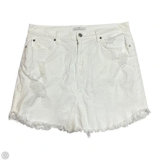 Skirt Mini & Short By 7 For All Mankind In White Denim, Size: 12