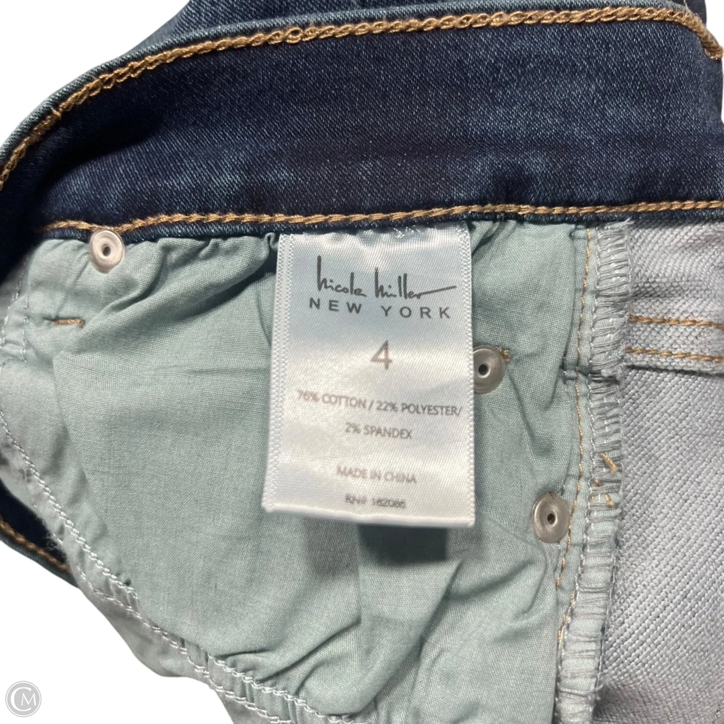 Jeans Skinny By Nicole By Nicole Miller In Blue Denim, Size: 4