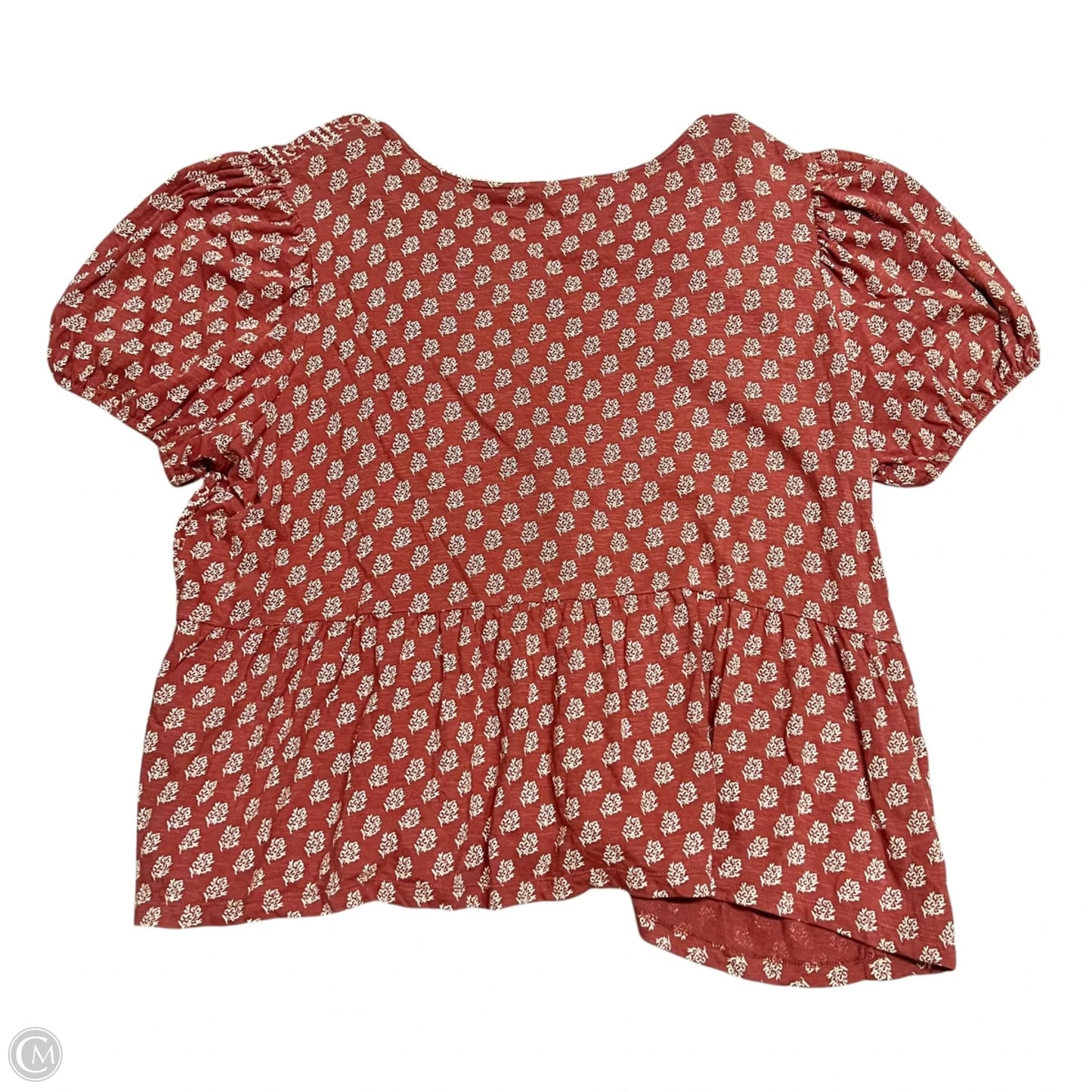 Top Short Sleeve By Lucky Brand In Cream & Pink, Size: 3x