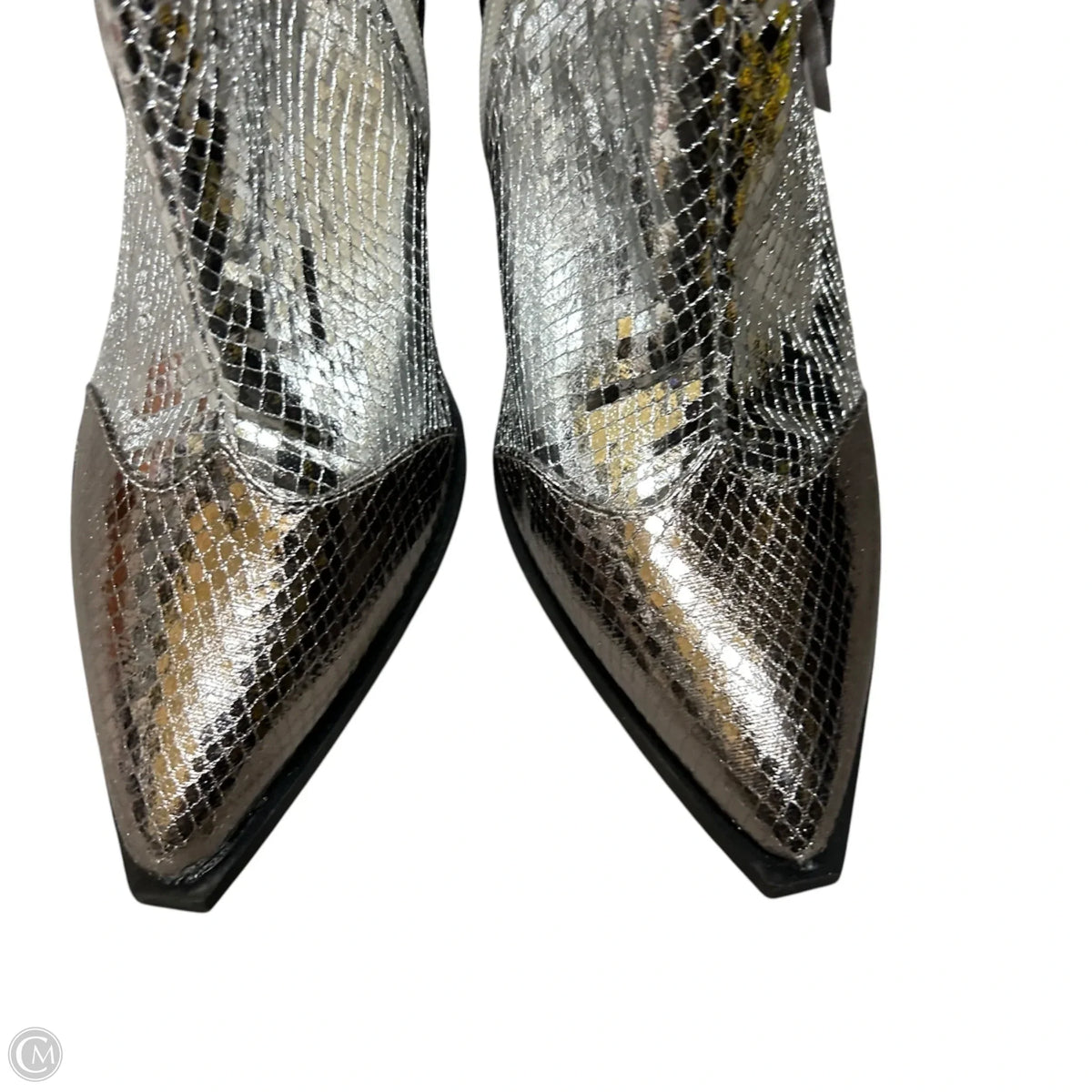 Boots Over-the-knee Heels In Silver, Size: 9.5