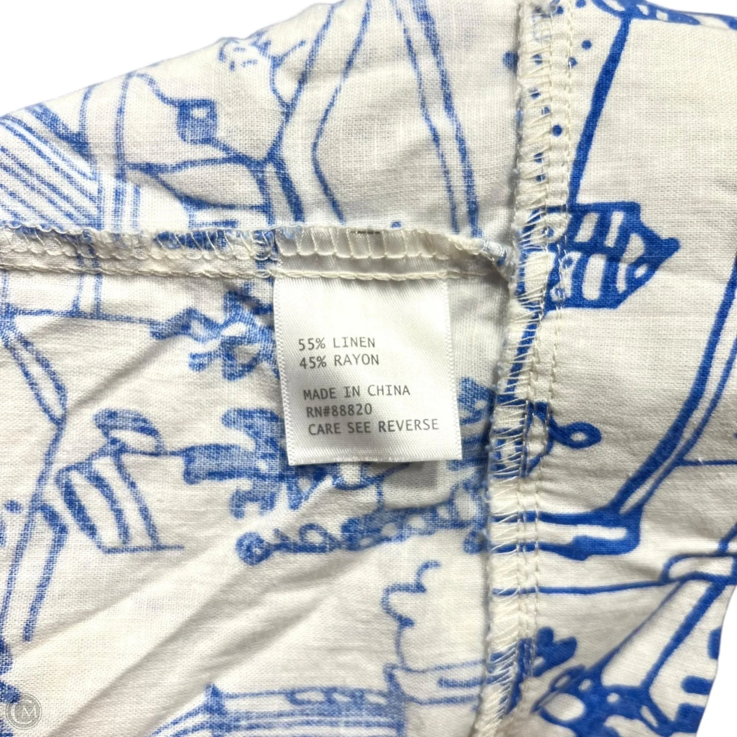 Top Short Sleeve By Calypso St Barth In Blue & White, Size: L