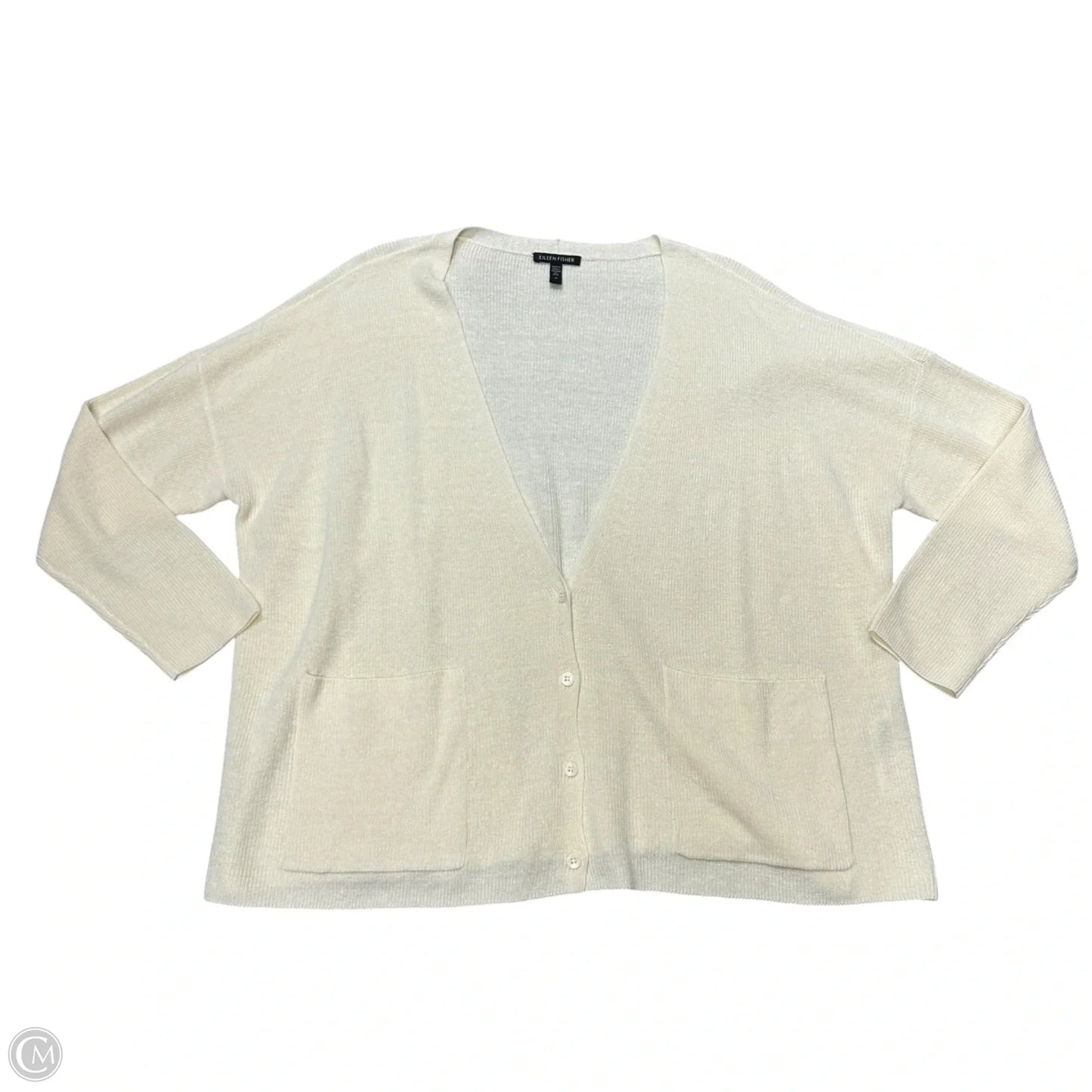 Sweater Cardigan By Eileen Fisher In Cream, Size: 1x