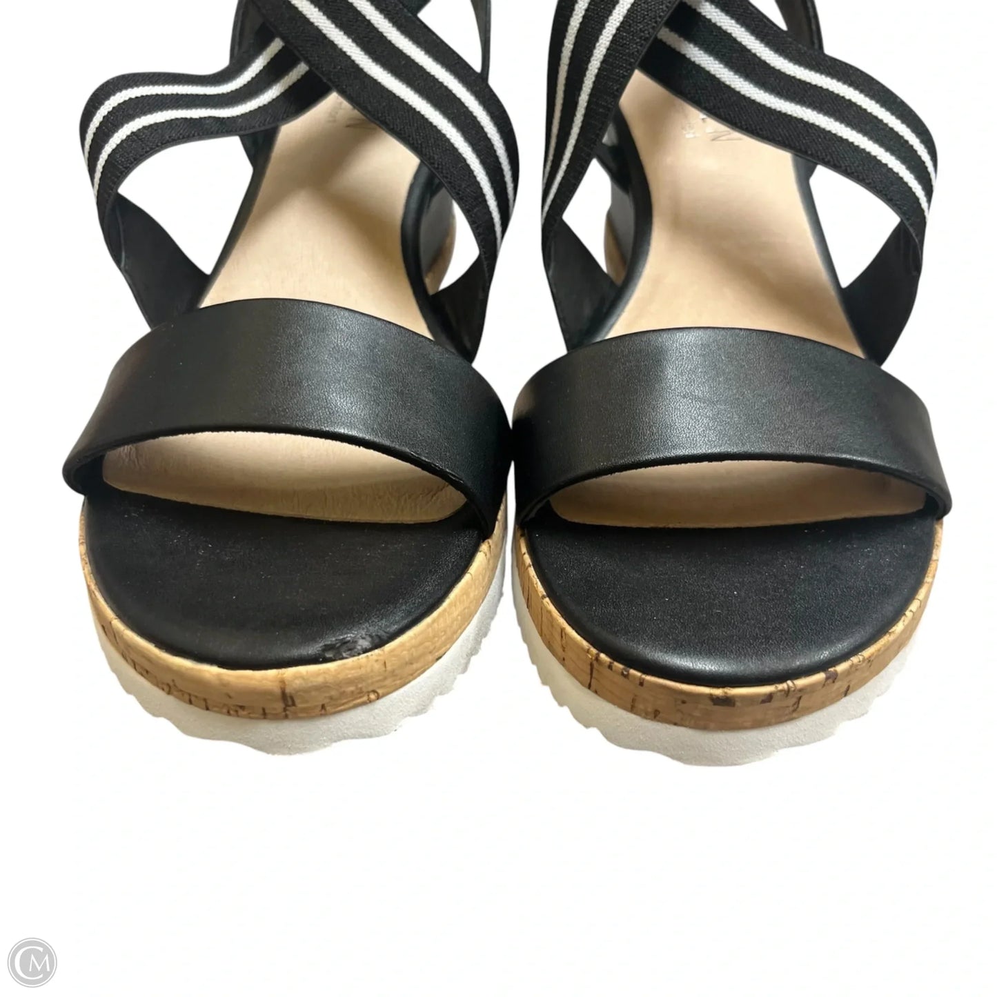 Sandals Heels Wedge By Steven In Black & White, Size: 10