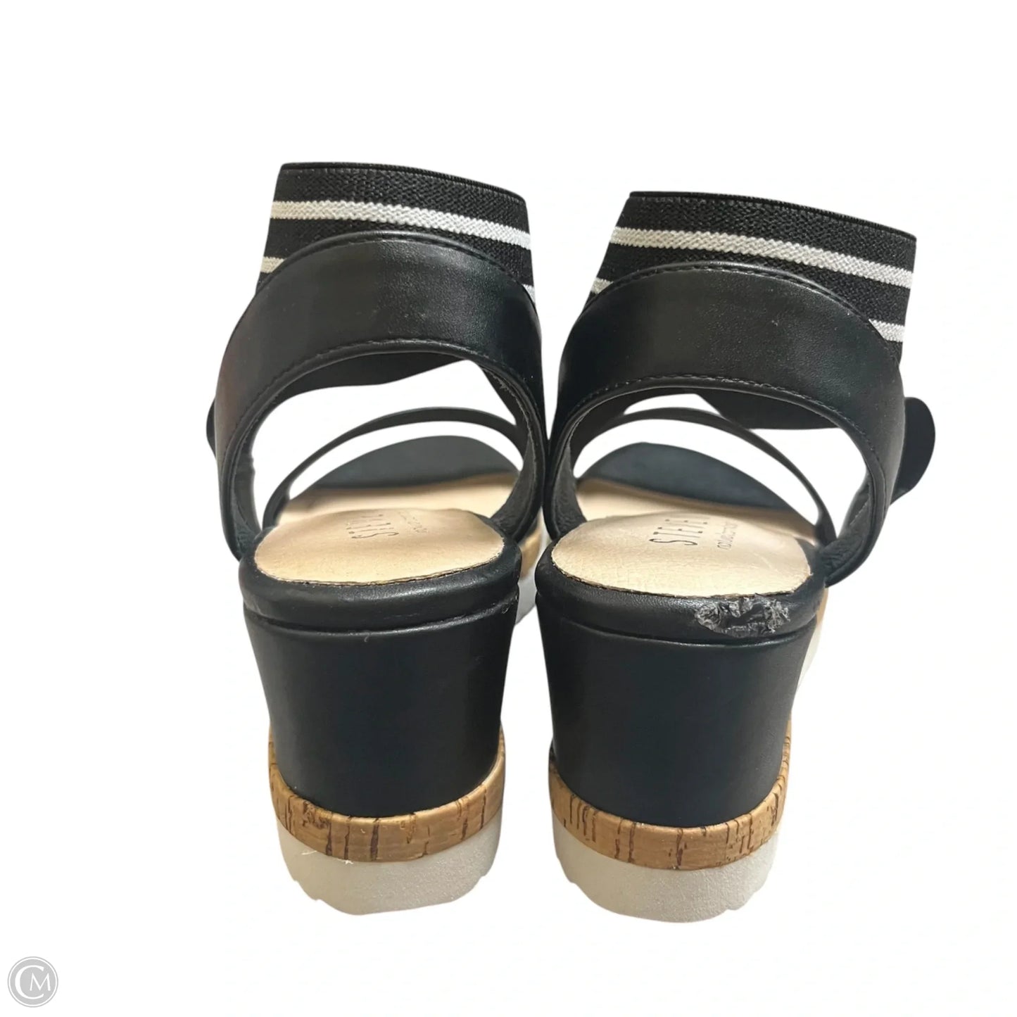 Sandals Heels Wedge By Steven In Black & White, Size: 10