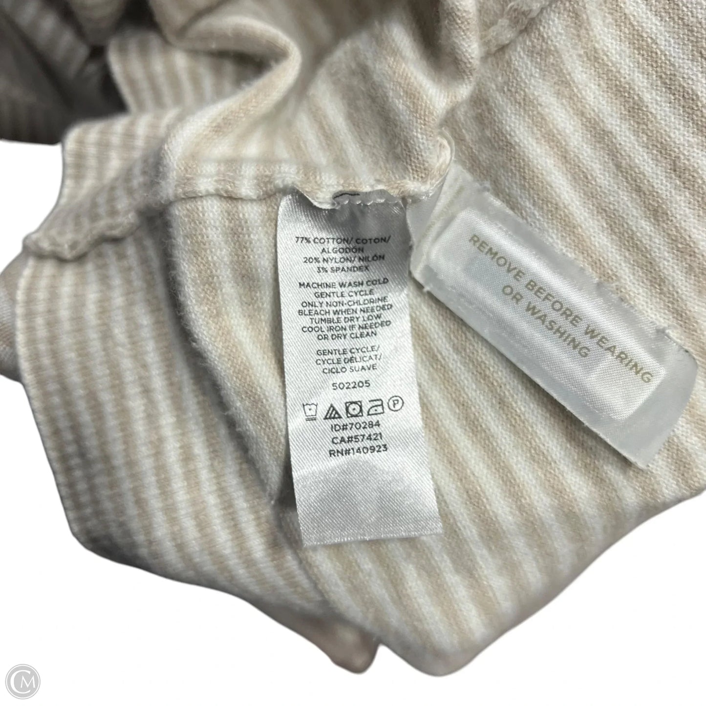 Sweater Cardigan By Loft In Tan & White, Size: L