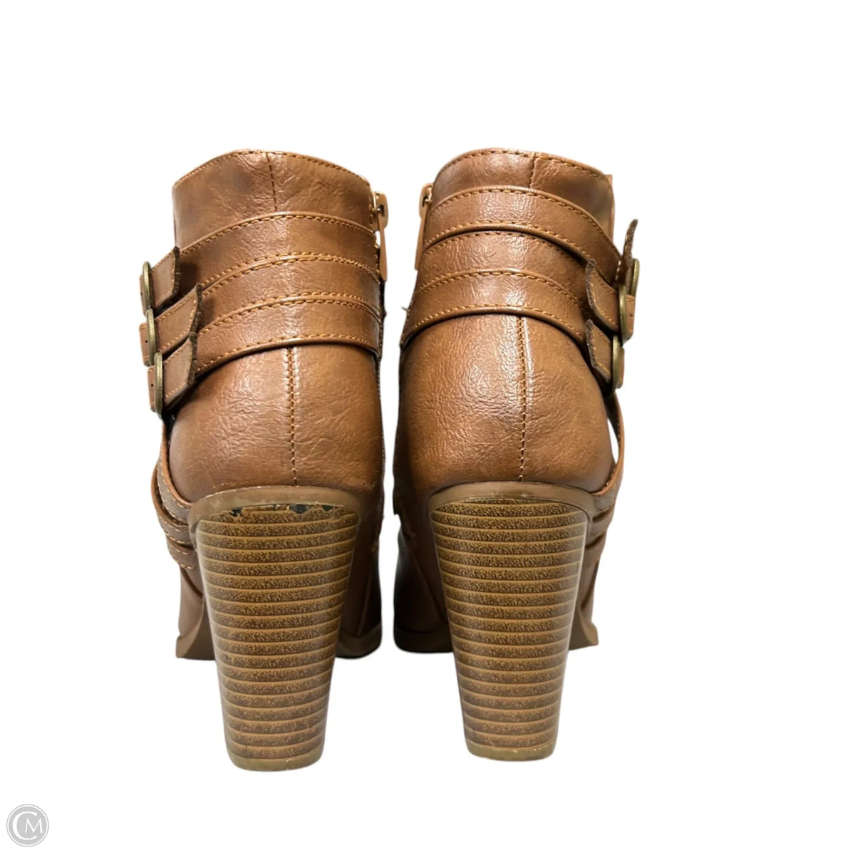 Boots Ankle Heels By Forever In Brown, Size: 8