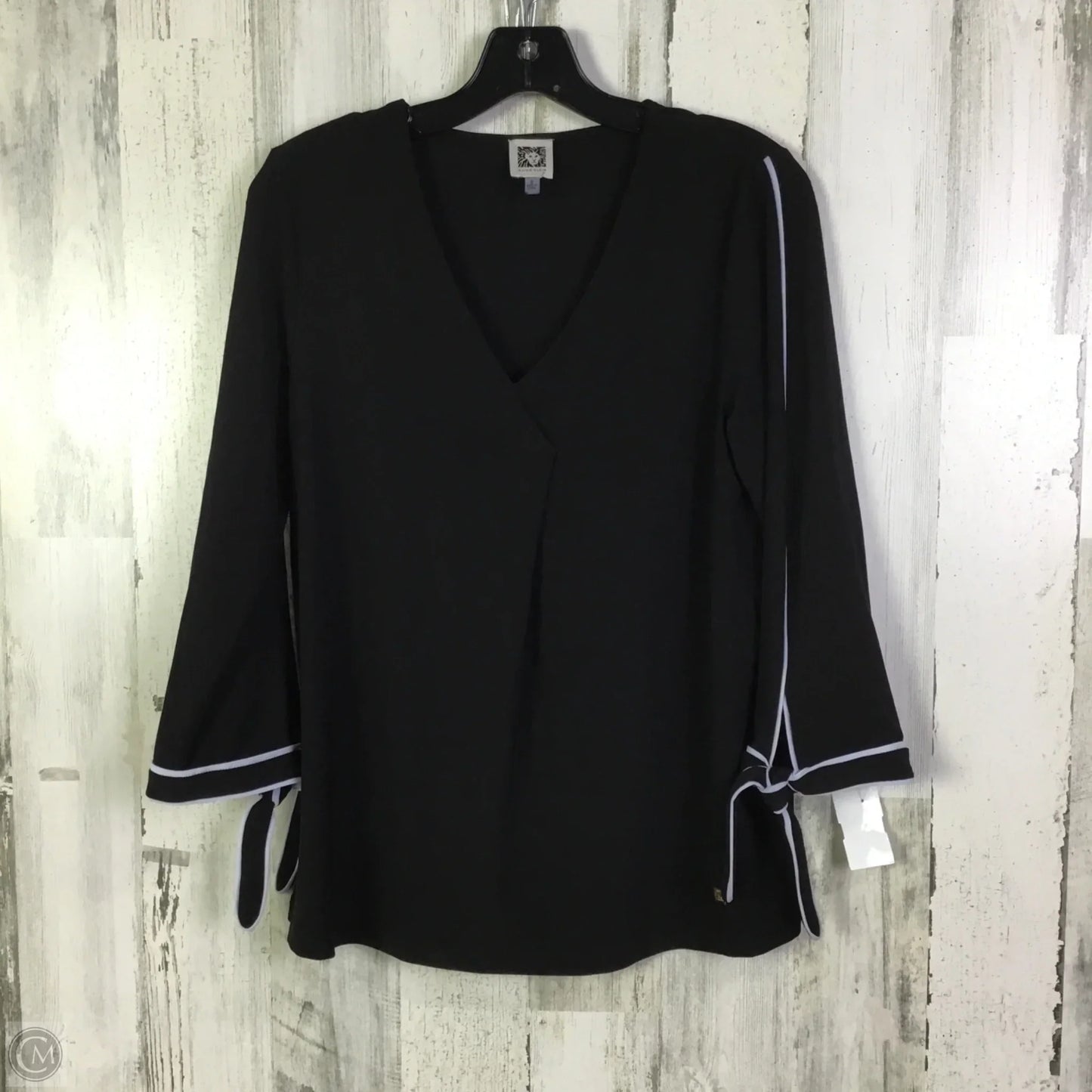 Blouse 3/4 Sleeve By Anne Klein In Black, Size: S