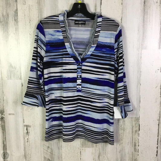 Blouse Designer By Karl Lagerfeld In Black & Blue, Size: S