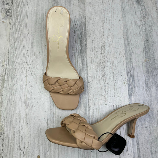 Tan Sandals Heels Stiletto Jessica Simpson, Size 8.5