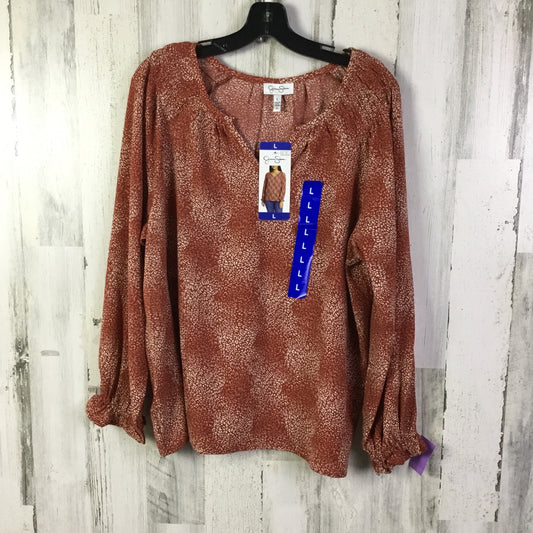 Blouse Long Sleeve By Jessica Simpson In ORANGE, Size: L