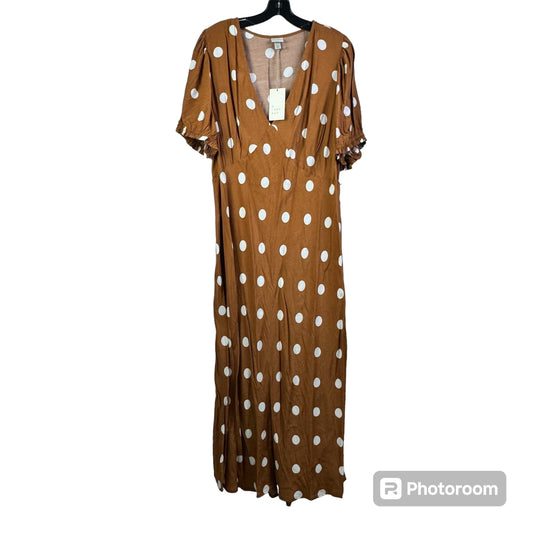 Brown & White Dress Casual Maxi A New Day, Size Xxl