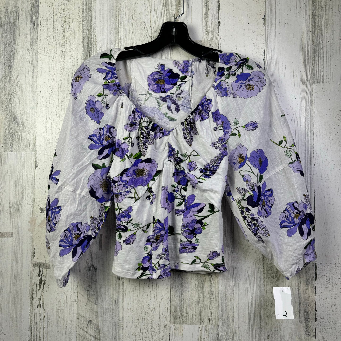 Purple & White Top 3/4 Sleeve Anthropologie, Size Xs