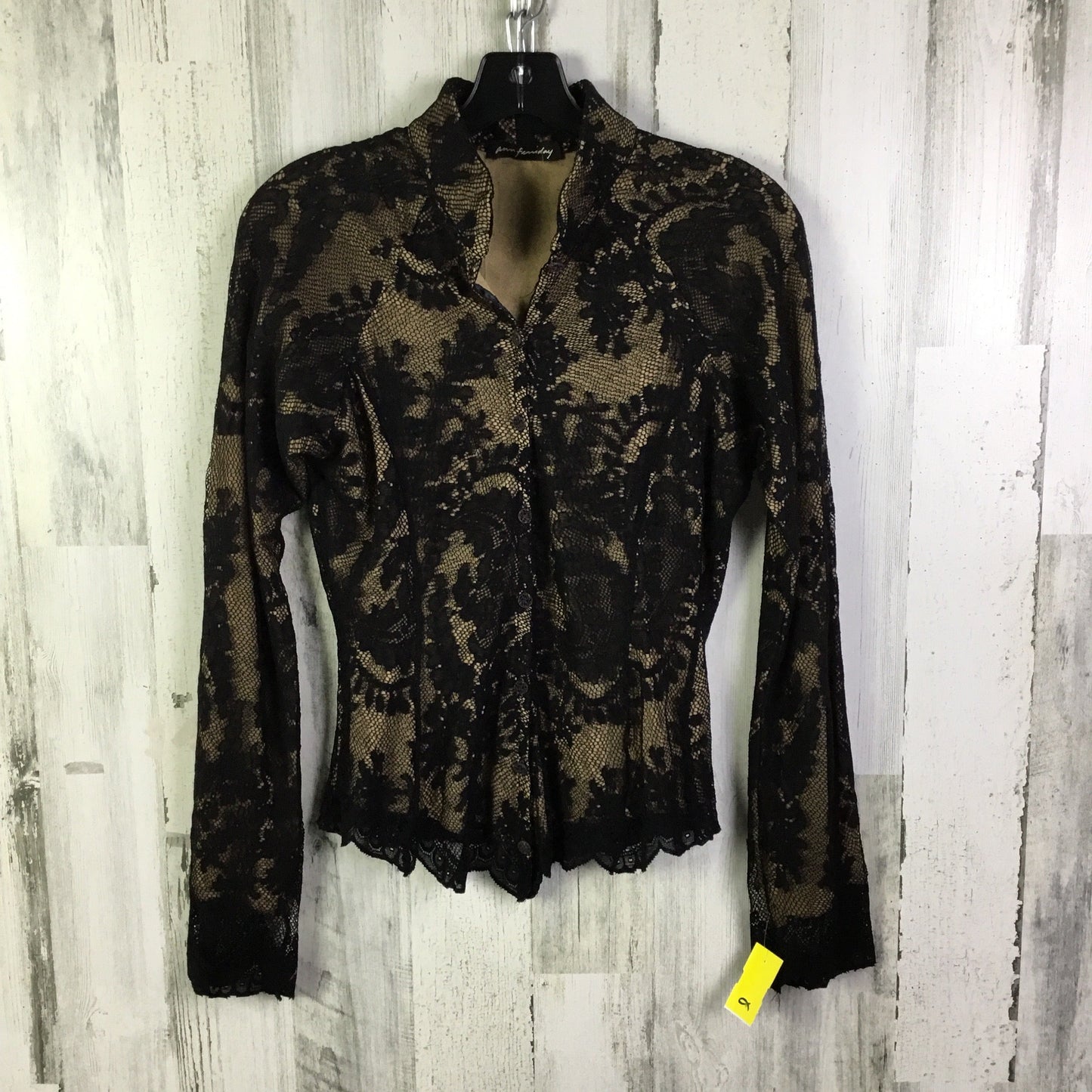 Blouse Long Sleeve By Clothes Mentor In Black & Tan, Size: S