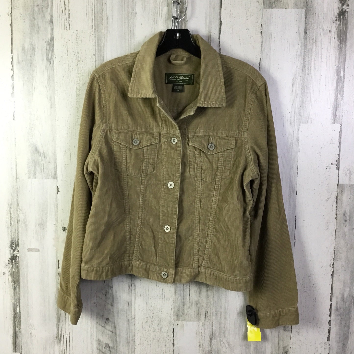 Jacket Shirt By Eddie Bauer In Tan, Size: M