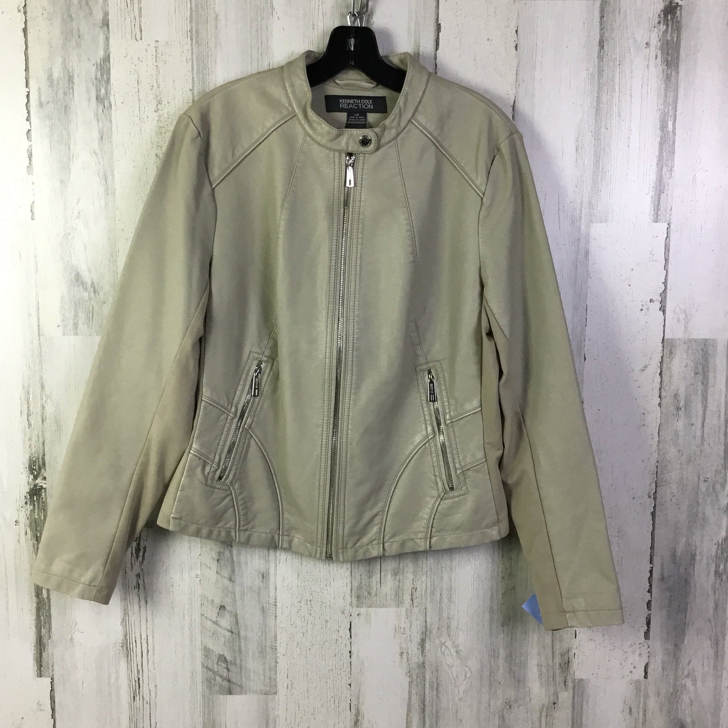 Jacket Leather By Kenneth Cole Reaction In Taupe, Size: L