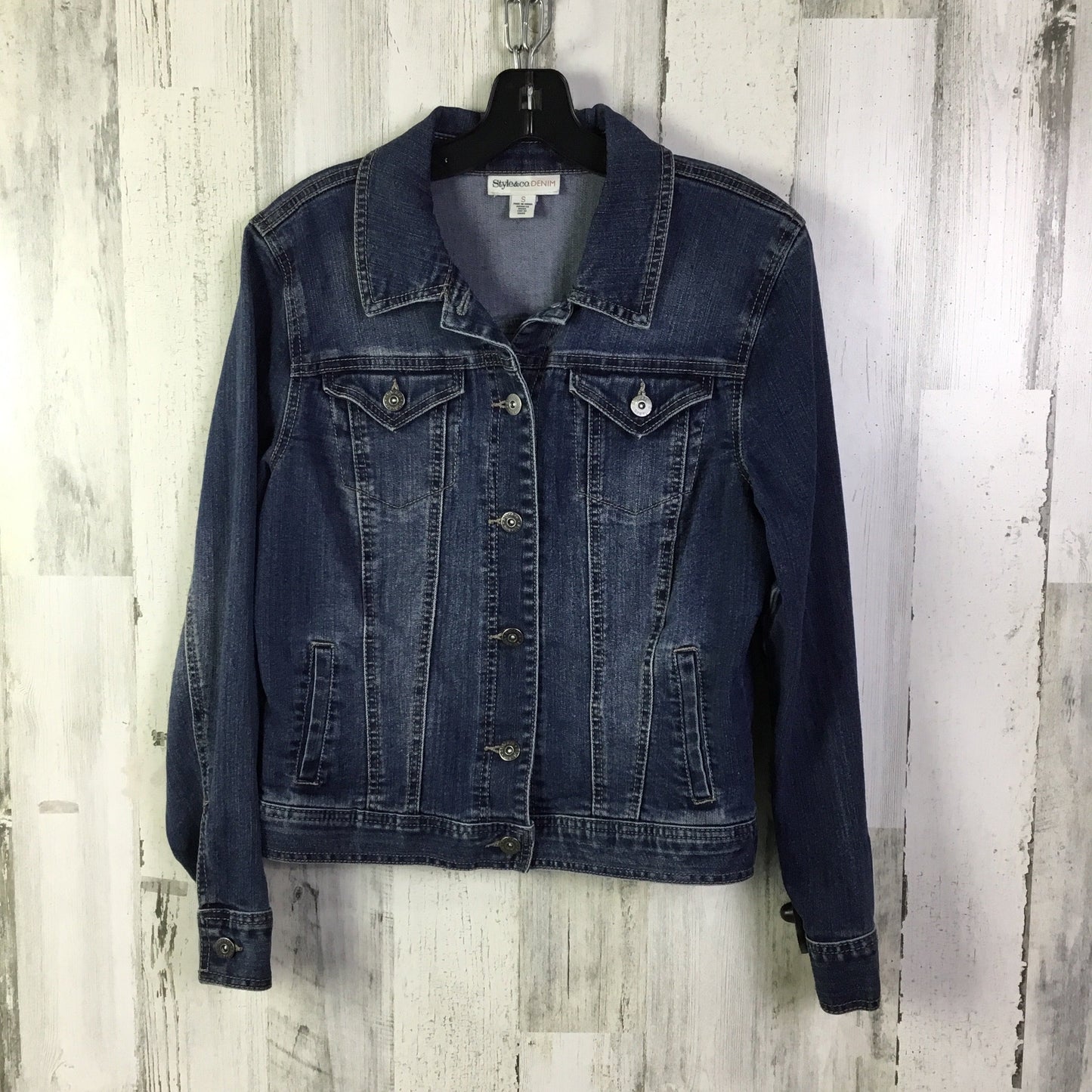 Jacket Denim By Style And Company In Blue Denim, Size: S