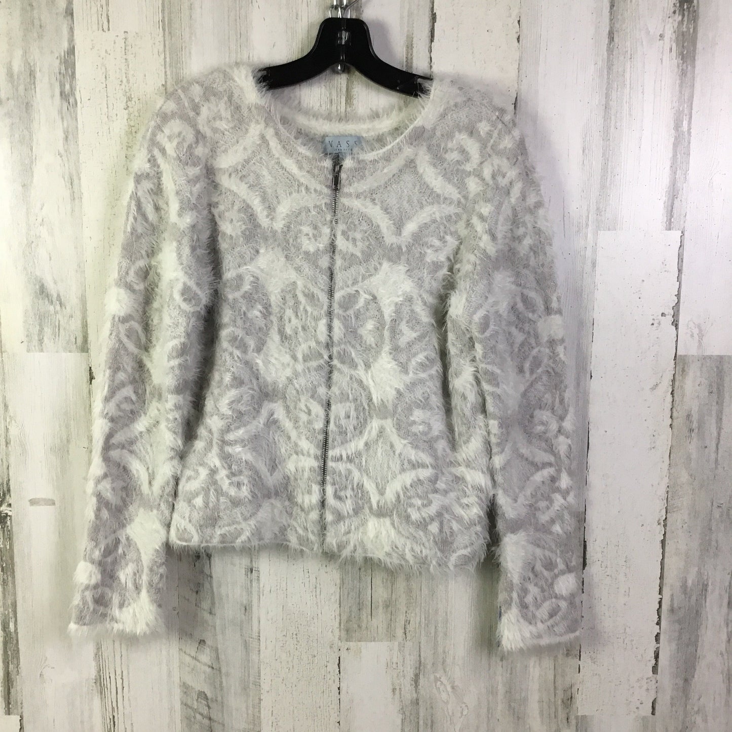 Sweater By Joan Vass In Grey & White, Size: L