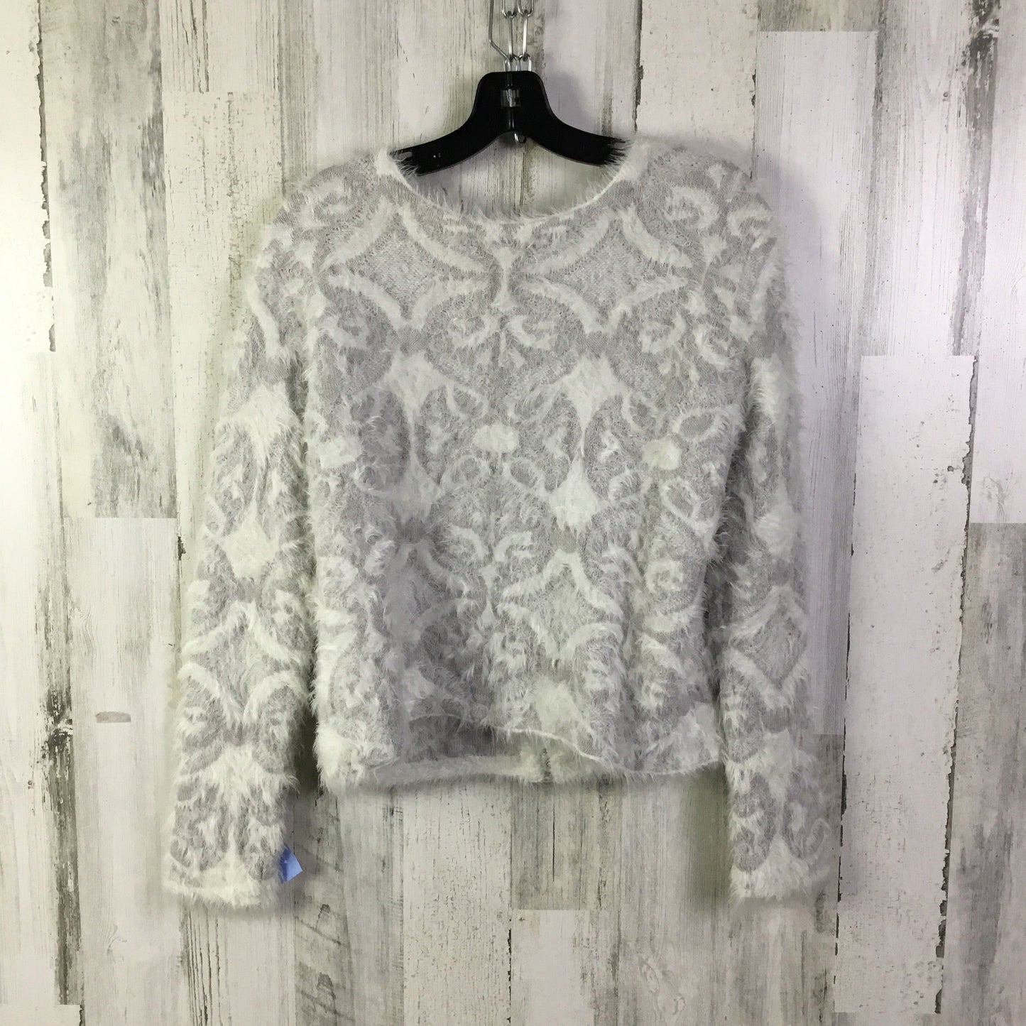 Sweater By Joan Vass In Grey & White, Size: L