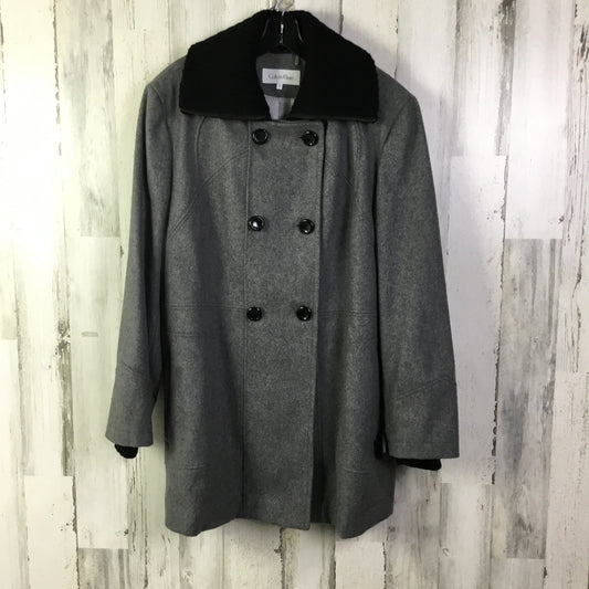 Coat Peacoat By Calvin Klein In Grey, Size: 2x