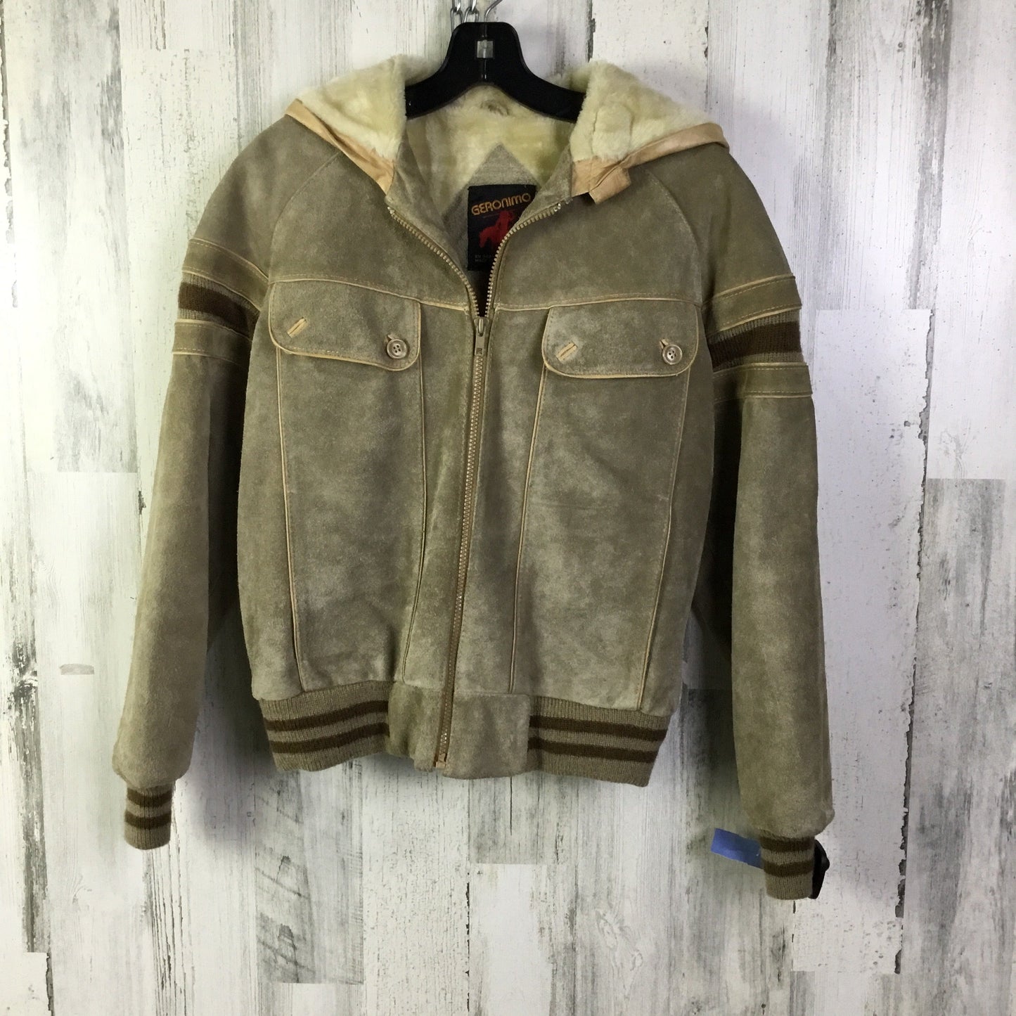 Jacket Leather By Clothes Mentor In Taupe, Size: Xs