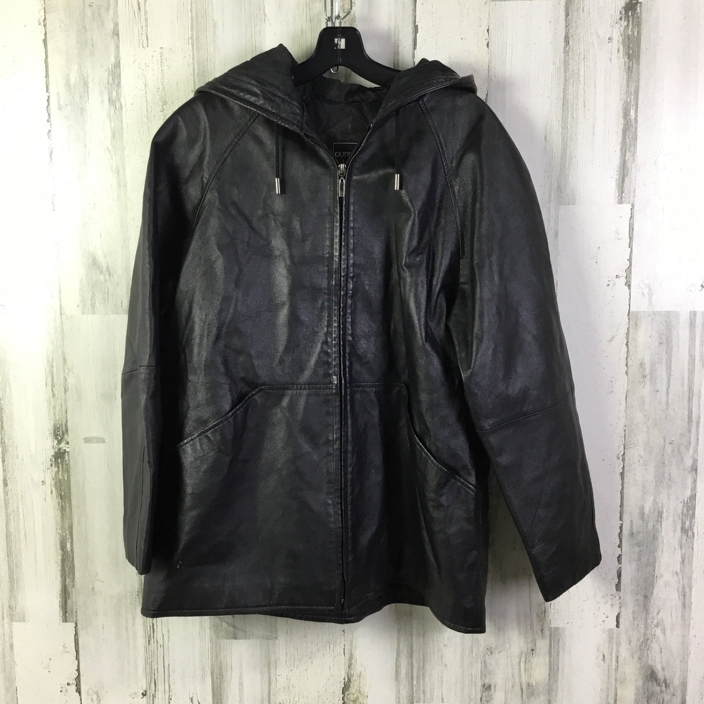 Jacket Leather By Clothes Mentor In Black, Size: 1x