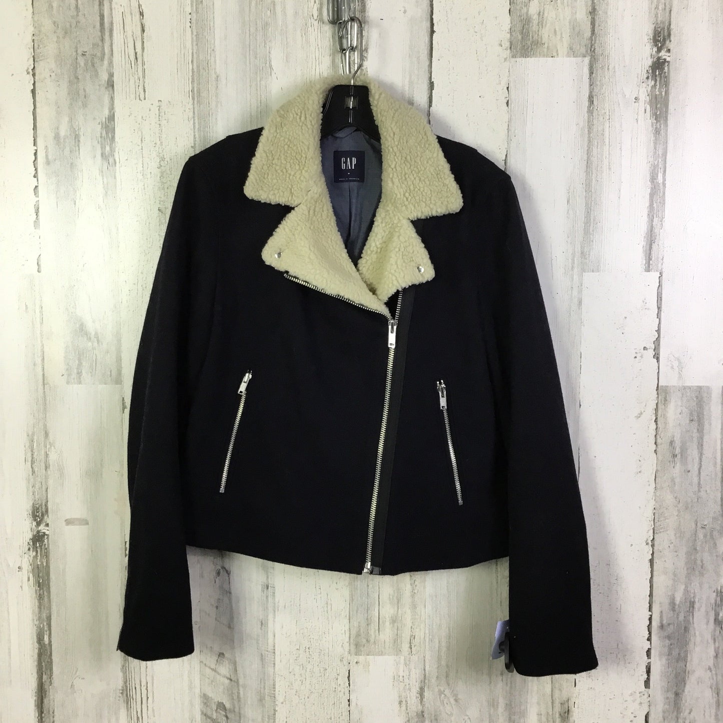 Jacket Moto By Gap In Navy, Size: M