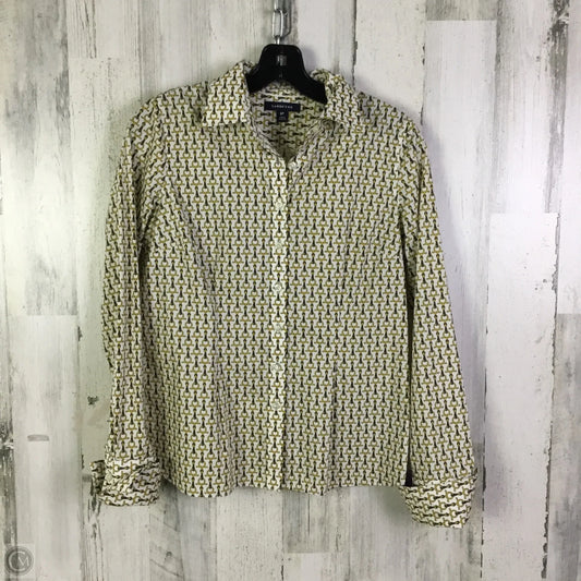 Blouse Long Sleeve By Lands End In White & Yellow, Size: Sp